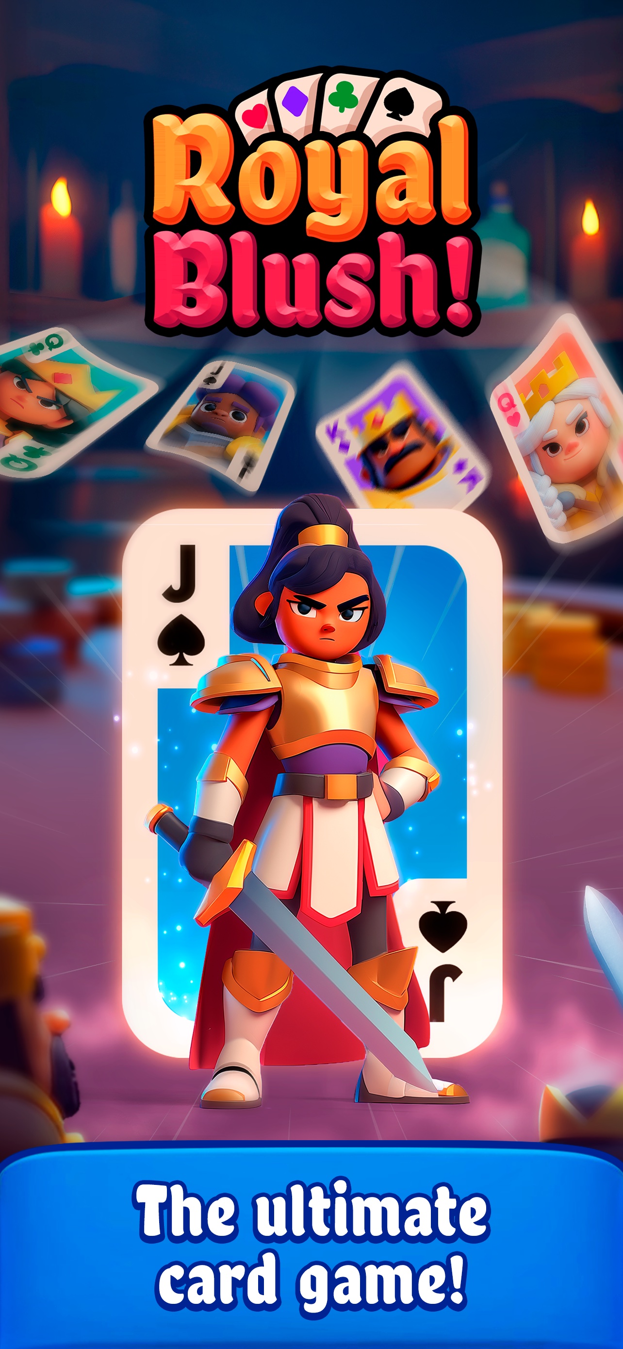 Royal Blush title screen with card characters